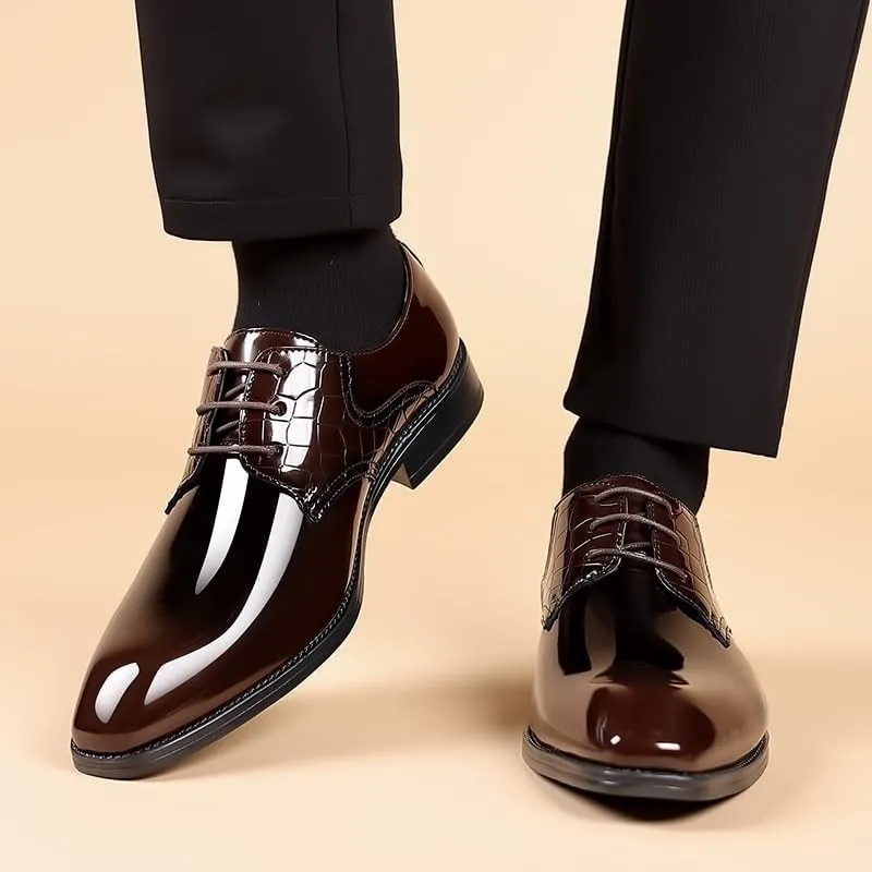 Mens Handcrafted Leather Wingtip Oxford Dress Shoes Brogue Business Formal Comfortable Slip Resistant
