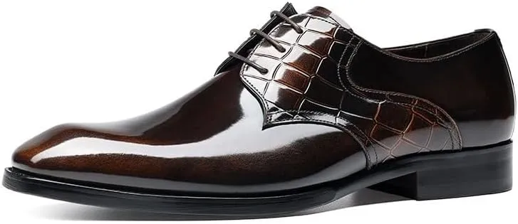 Mens Handcrafted Leather Wingtip Oxford Dress Shoes Brogue Business Formal Comfortable Slip Resistant