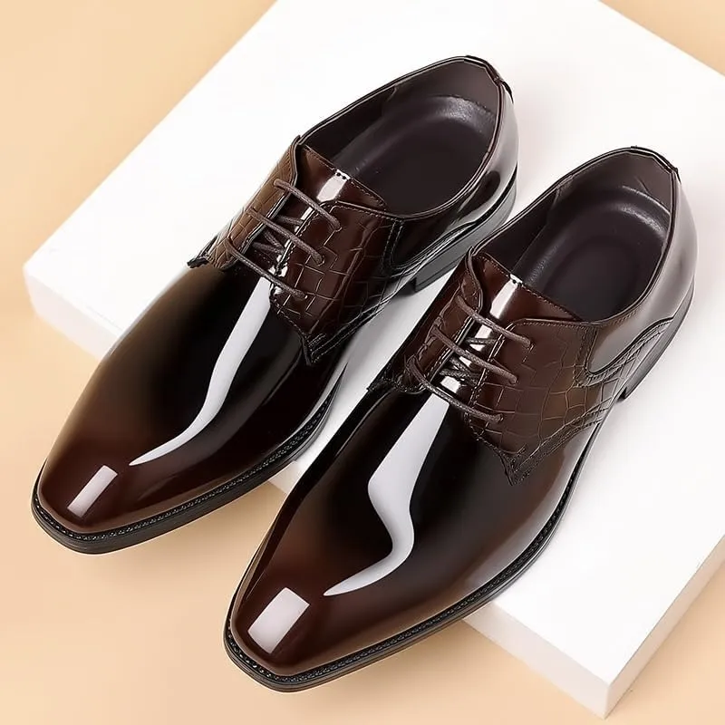 Mens Handcrafted Leather Wingtip Oxford Dress Shoes Brogue Business Formal Comfortable Slip Resistant