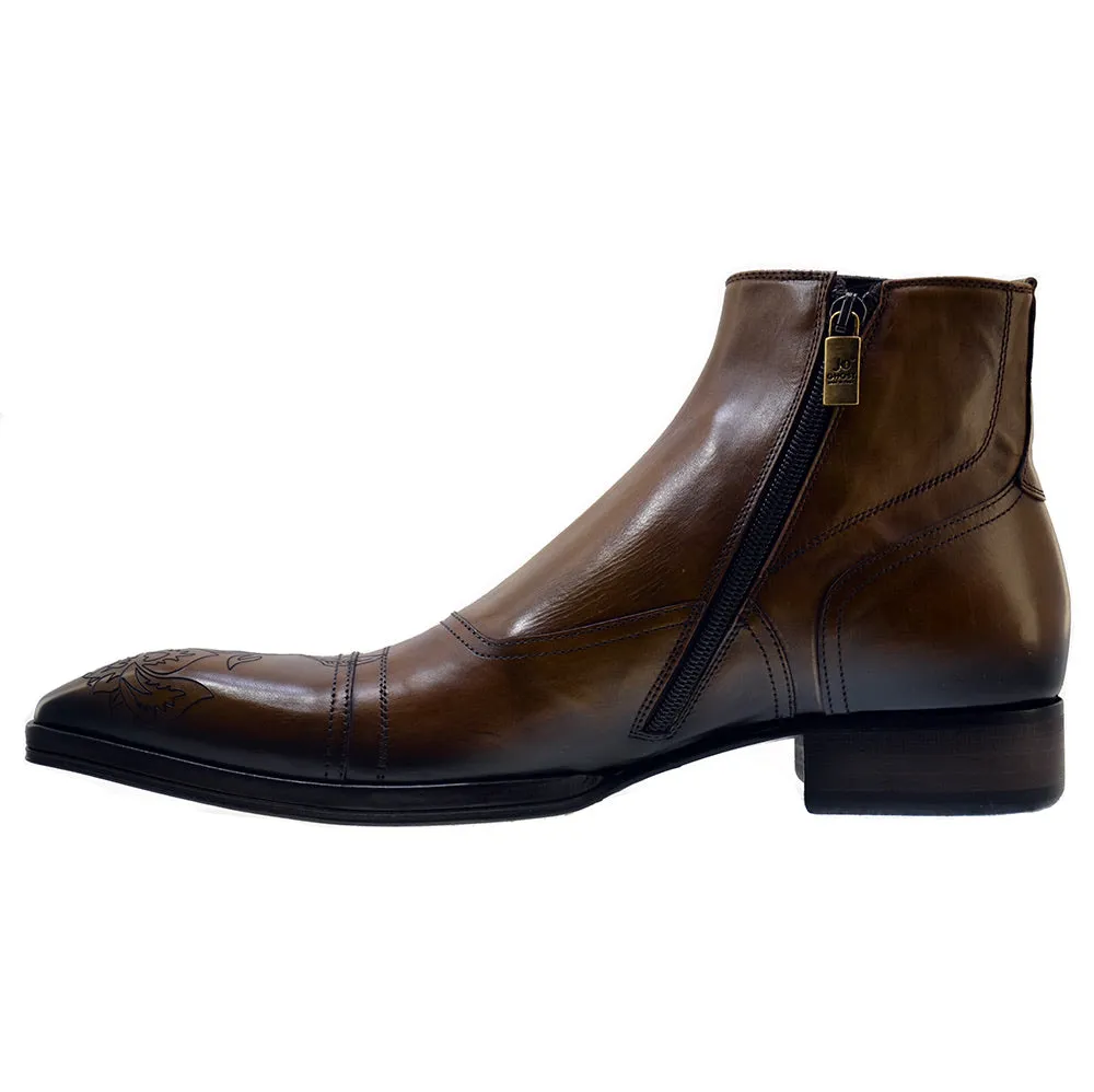 Men's Italian Shoes Jo Ghost 2379 Brown Leather Embroidery Dress Ankle Boots last pairs 40 41