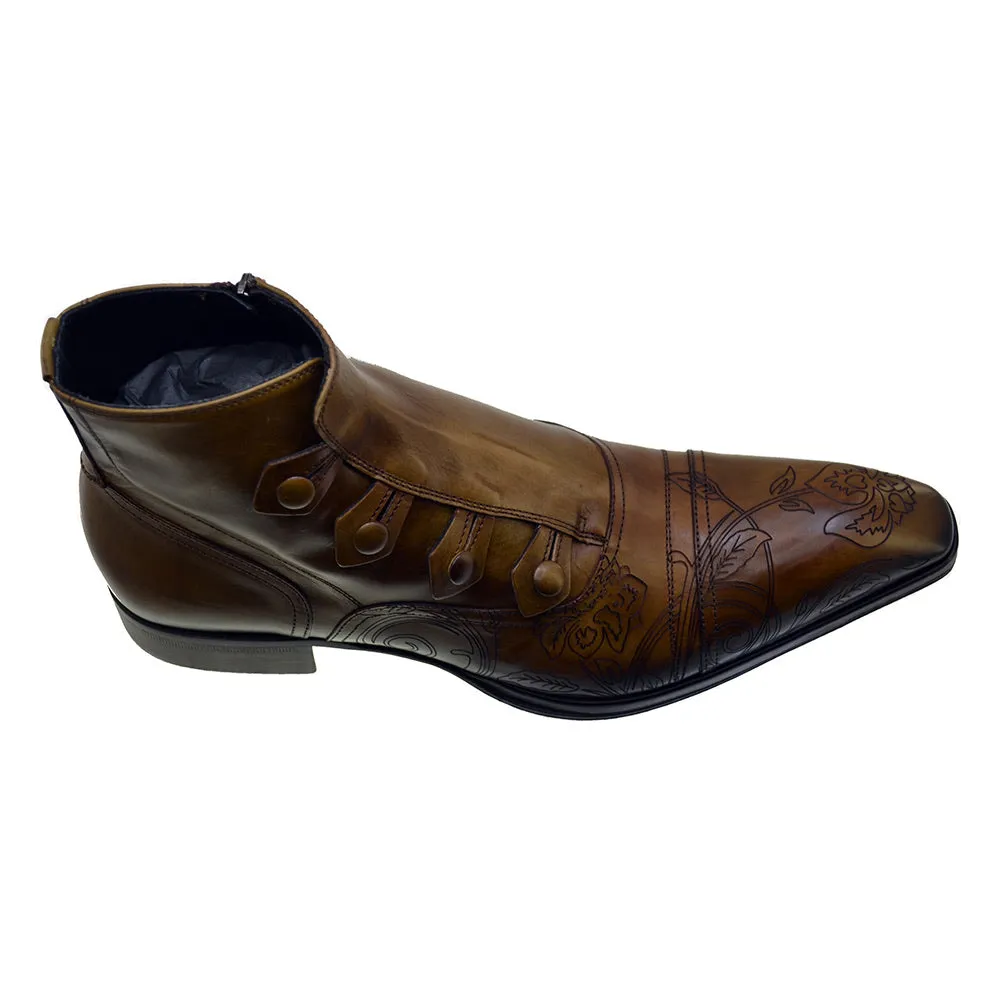 Men's Italian Shoes Jo Ghost 2379 Brown Leather Embroidery Dress Ankle Boots last pairs 40 41