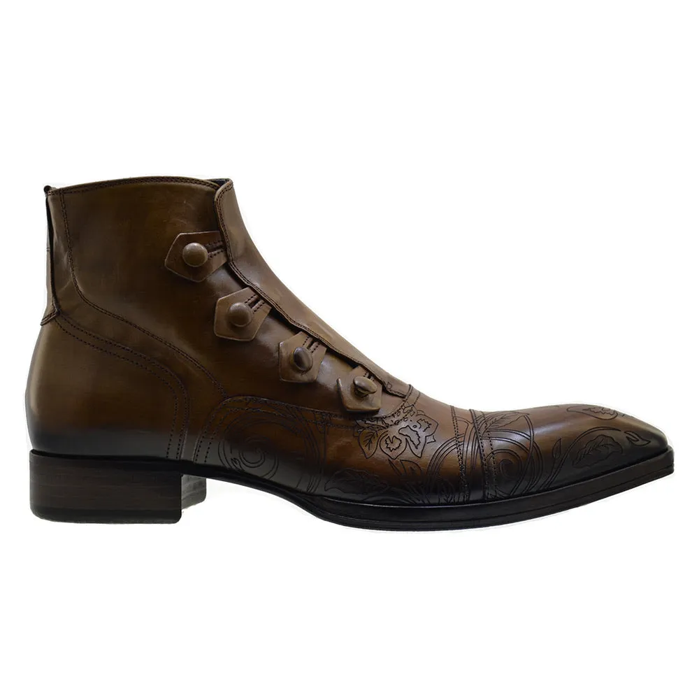 Men's Italian Shoes Jo Ghost 2379 Brown Leather Embroidery Dress Ankle Boots last pairs 40 41