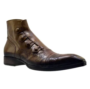 Men's Italian Shoes Jo Ghost 2379 Brown Leather Embroidery Dress Ankle Boots last pairs 40 41