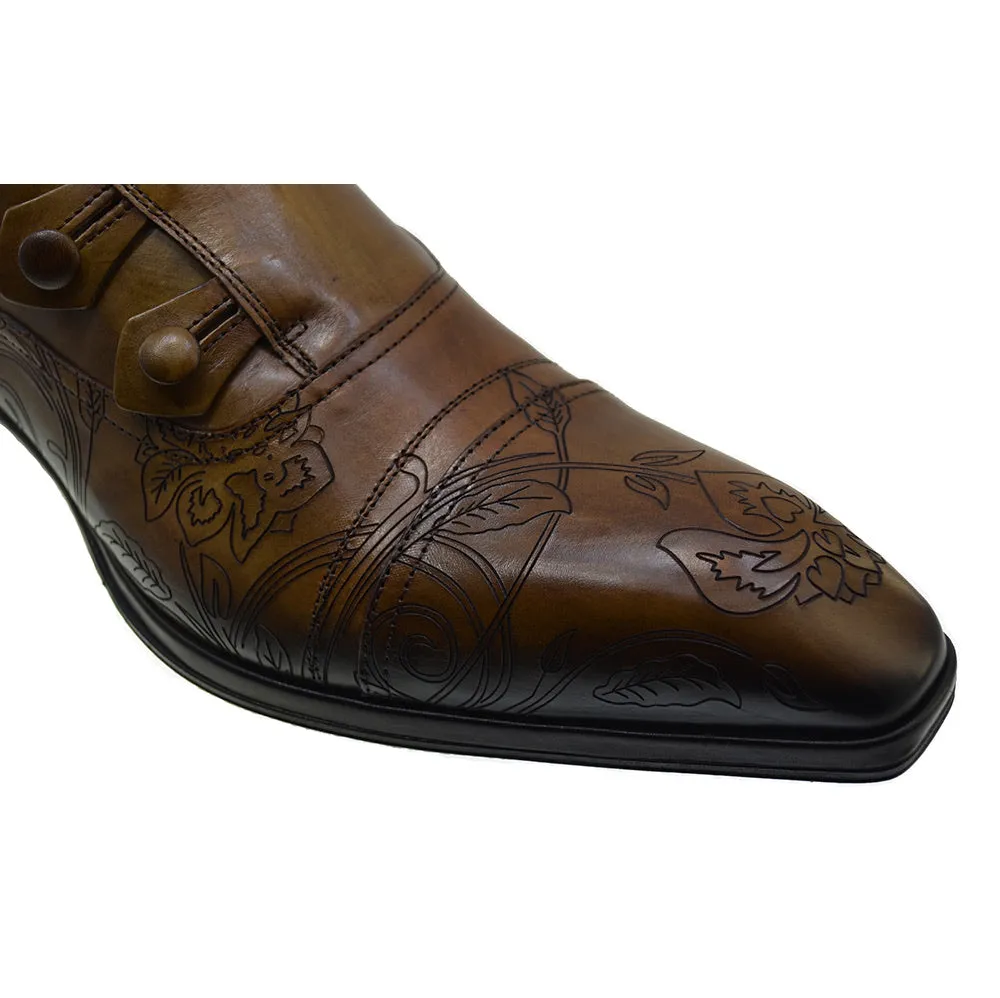 Men's Italian Shoes Jo Ghost 2379 Brown Leather Embroidery Dress Ankle Boots last pairs 40 41