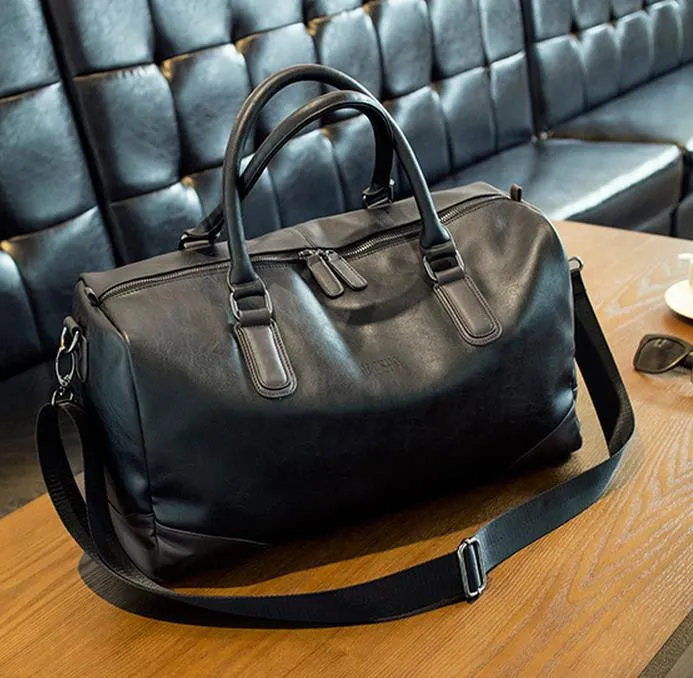 Men's PU Leather High Quality Casual Vintage Travel Bag