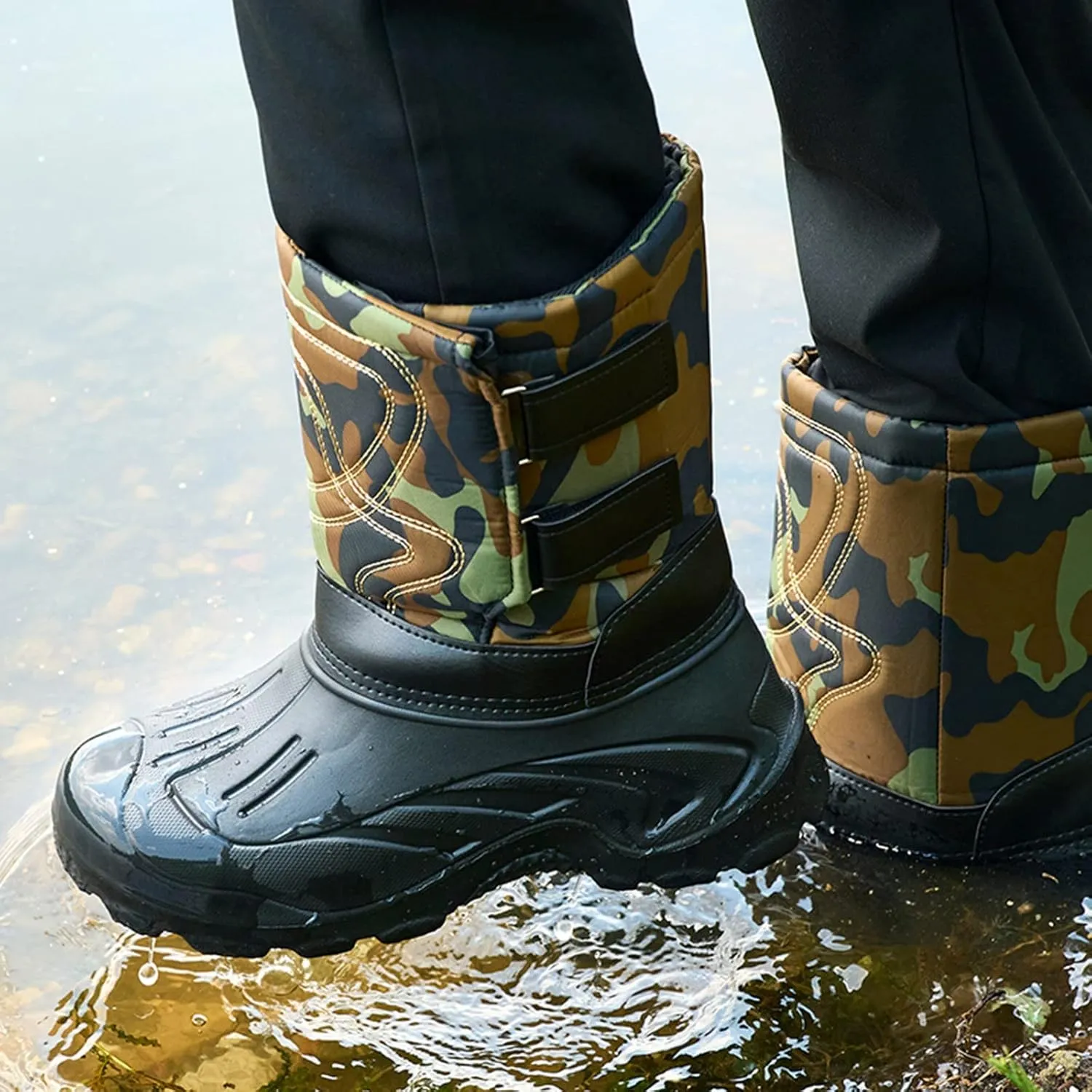 Men's Water Proof Insulated Snow Boots Cold Proof Mid Calf Boots Non Slip Winter Boots Versatile High Snow Boot