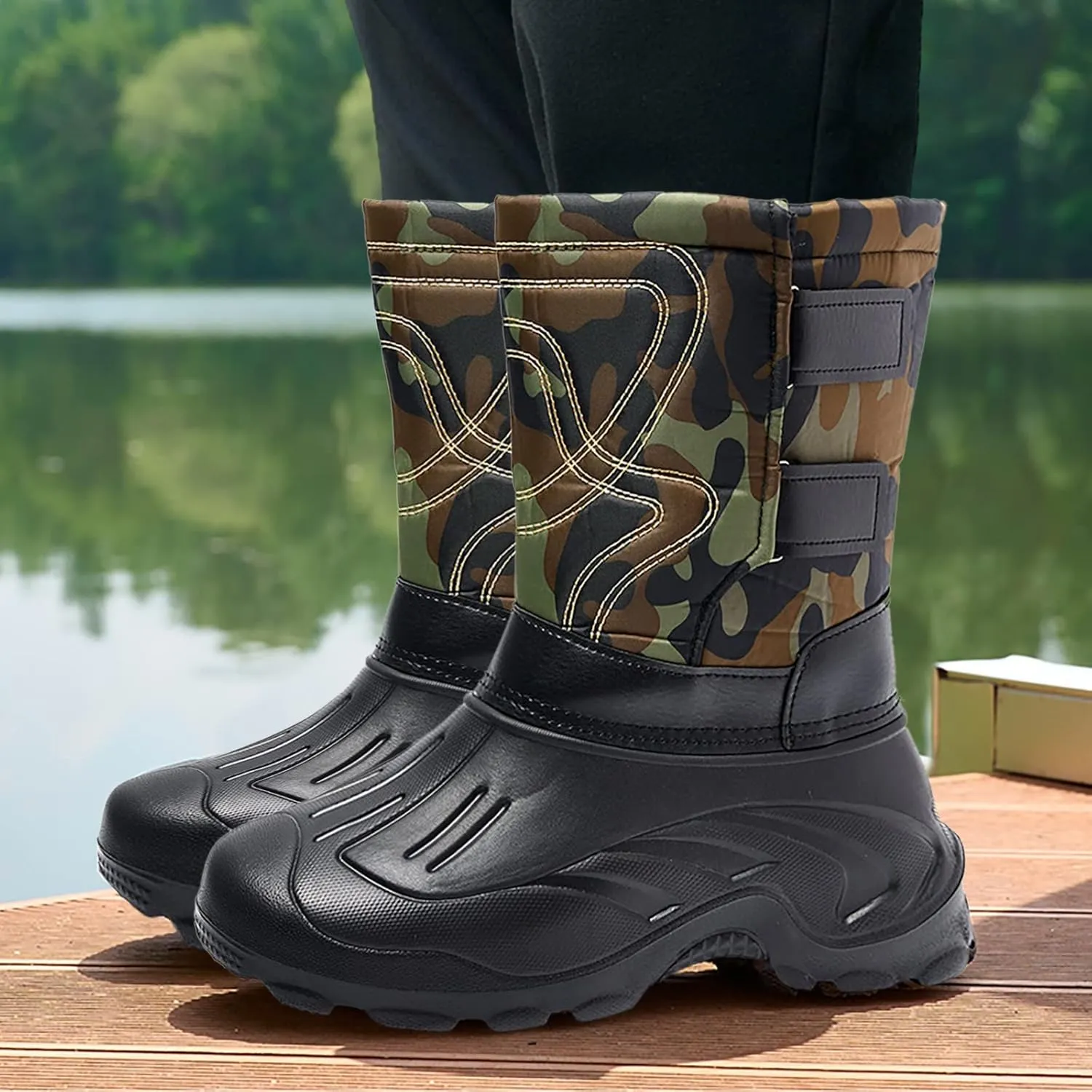 Men's Water Proof Insulated Snow Boots Cold Proof Mid Calf Boots Non Slip Winter Boots Versatile High Snow Boot