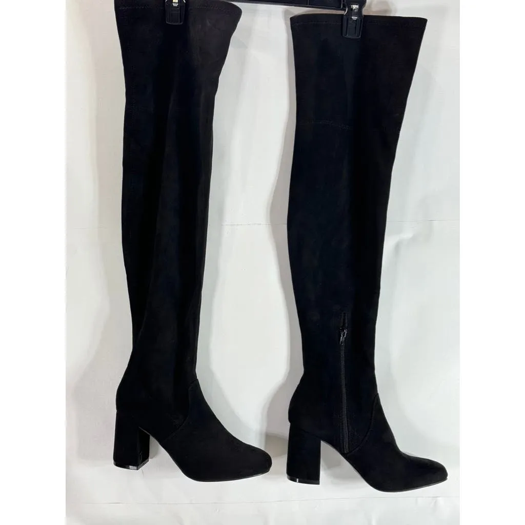 MIA Women's Black Stretch Faux Suede Beleza Tall Over-The-Knee Heeled Boot SZ7.5