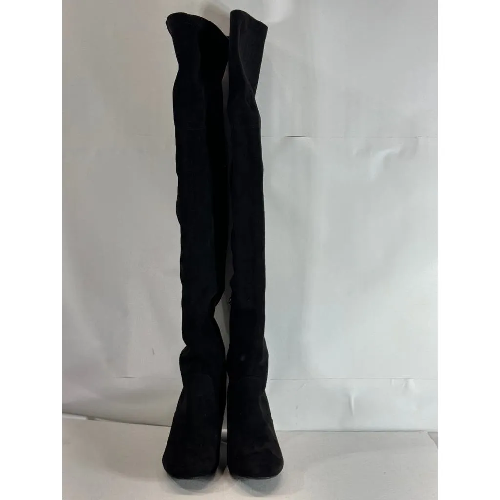 MIA Women's Black Stretch Faux Suede Beleza Tall Over-The-Knee Heeled Boot SZ7.5