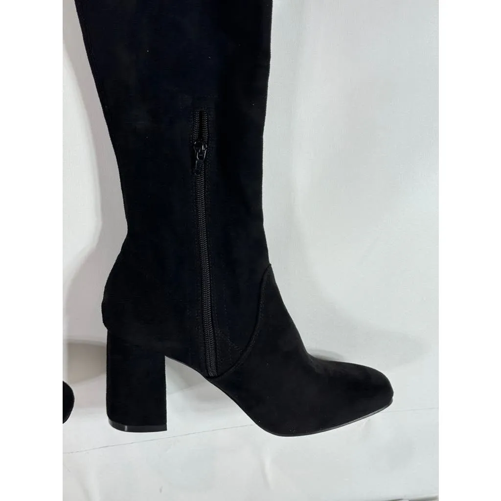 MIA Women's Black Stretch Faux Suede Beleza Tall Over-The-Knee Heeled Boot SZ7.5