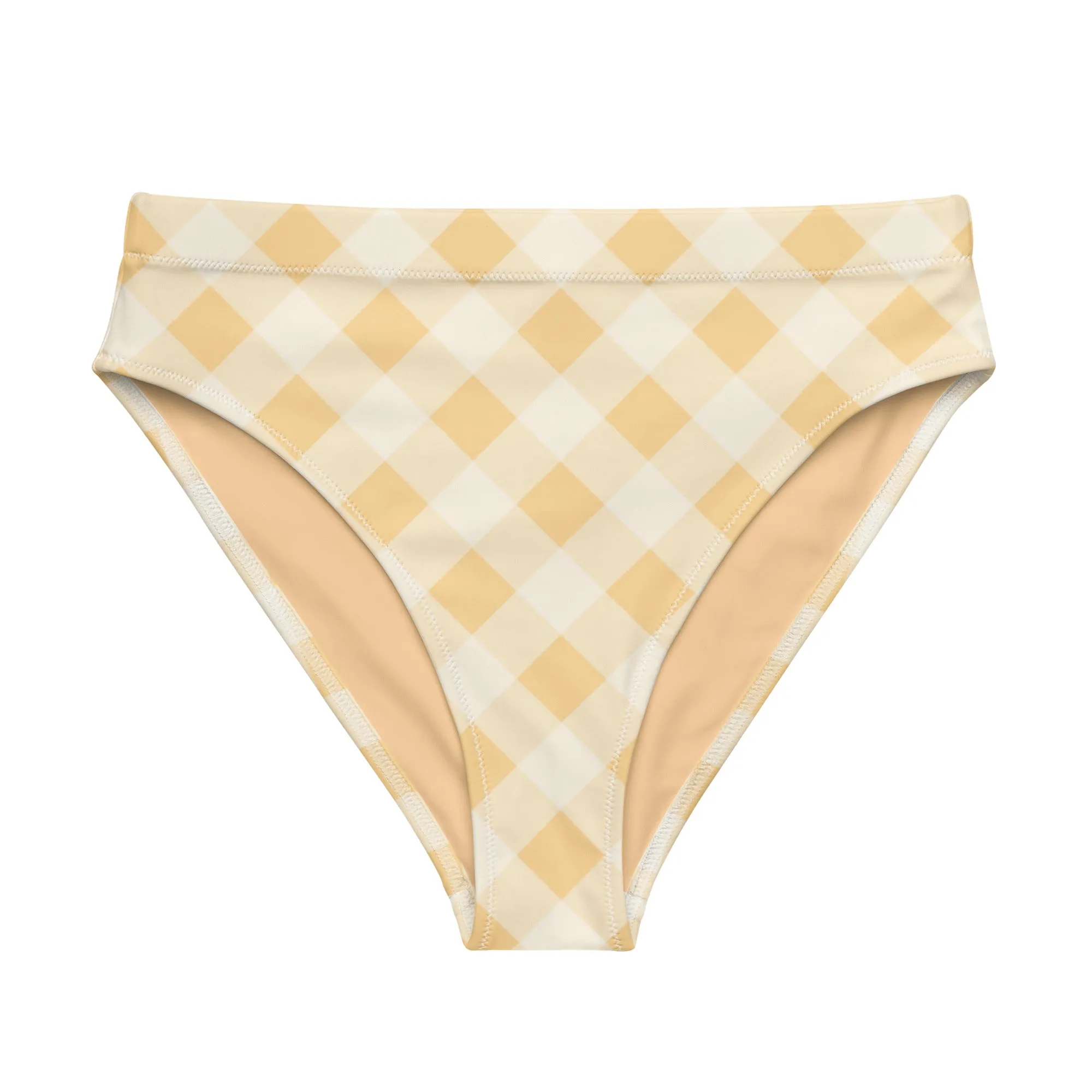 MIAMI ECO HIGH WAISTED BIKINI BOTTOM | SUNRISE GINGHAM