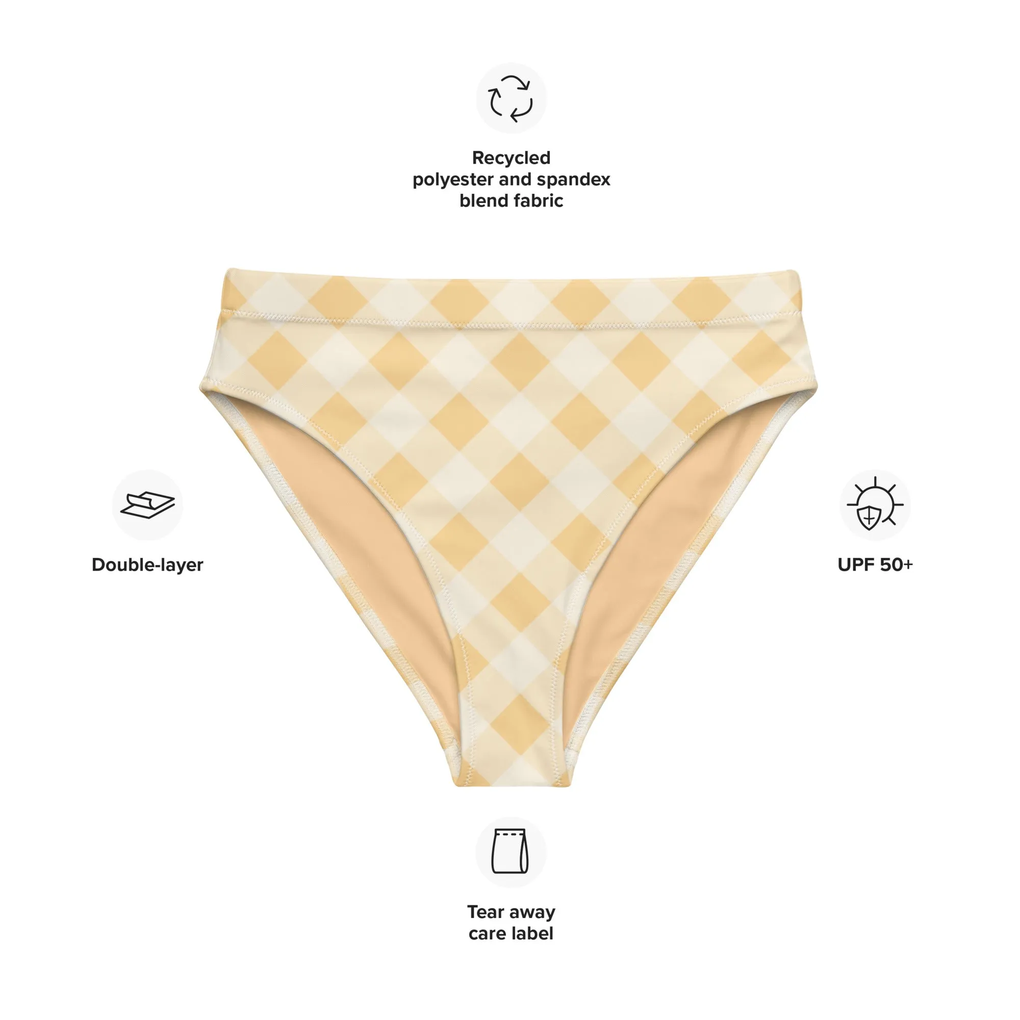 MIAMI ECO HIGH WAISTED BIKINI BOTTOM | SUNRISE GINGHAM