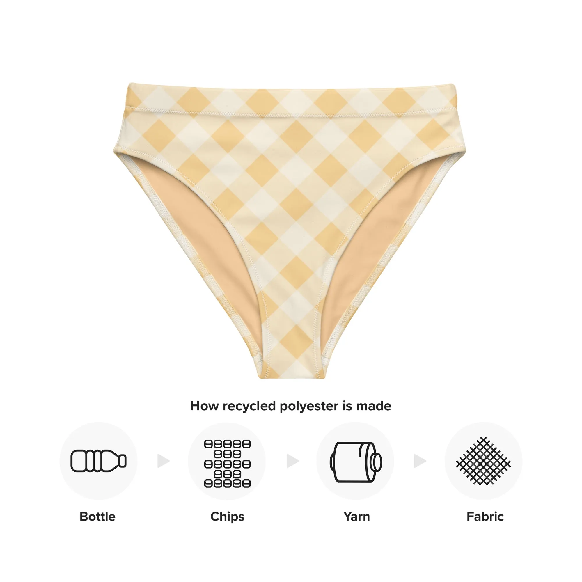 MIAMI ECO HIGH WAISTED BIKINI BOTTOM | SUNRISE GINGHAM