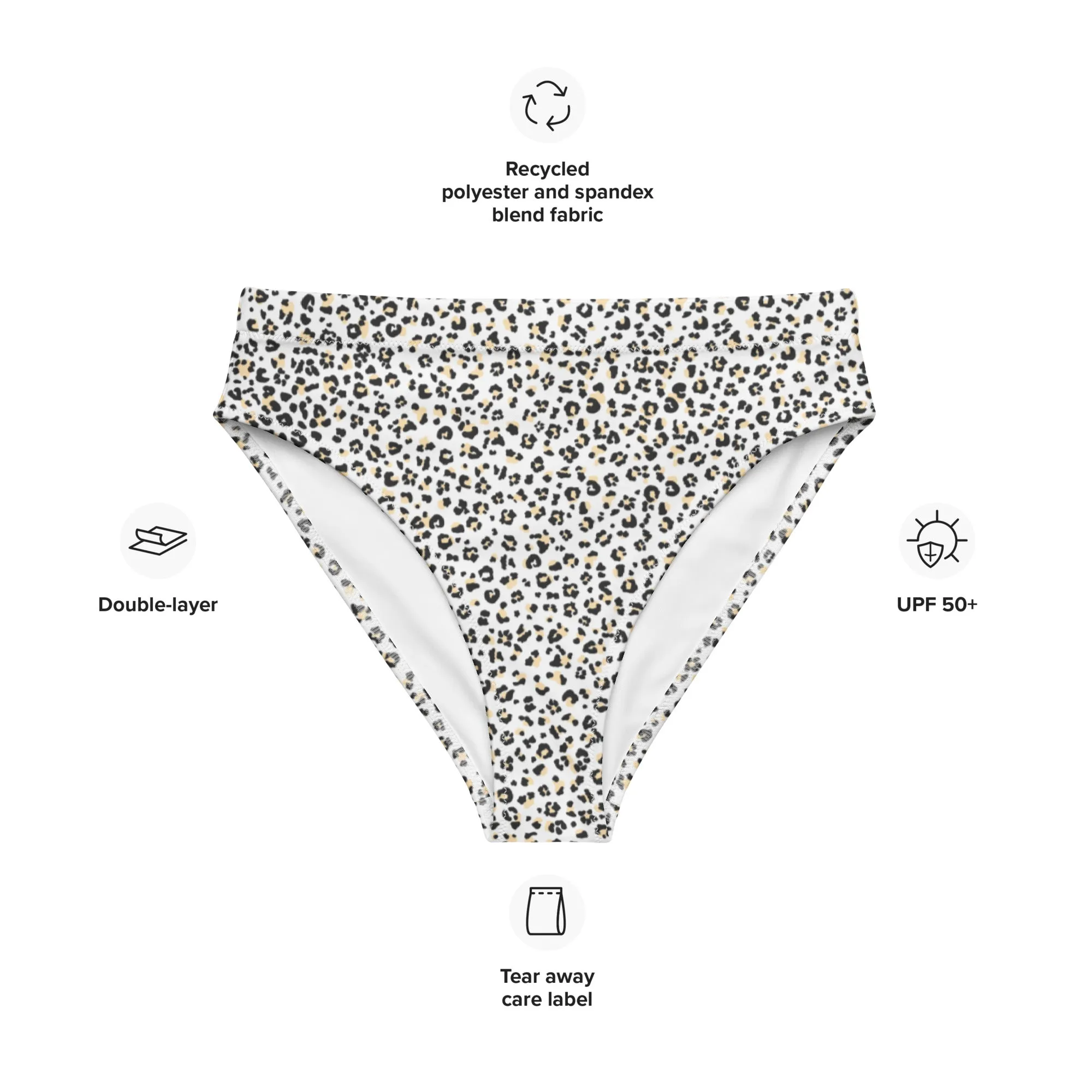 MIAMI ECO HIGH WAISTED BIKINI BOTTOM | WHITE LEOPARD
