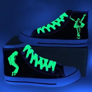 Michael Jackson Luminous High Top Canvas Shoes Unisex Lighted Sneakers Sports shoes Michael Jackson Birthday Gifts Christmas Gifts