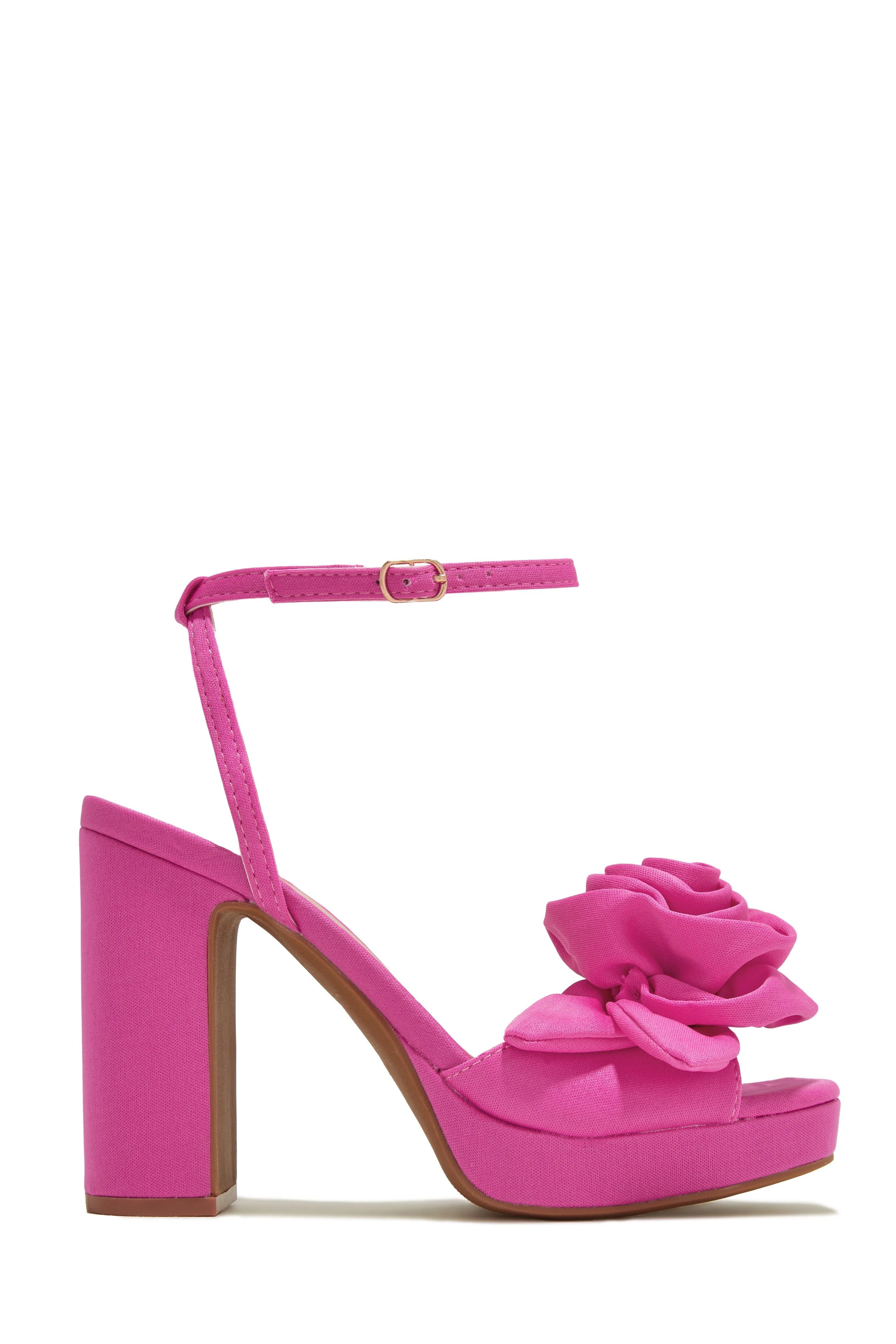 Michelle Platform Block High Heels - Nude