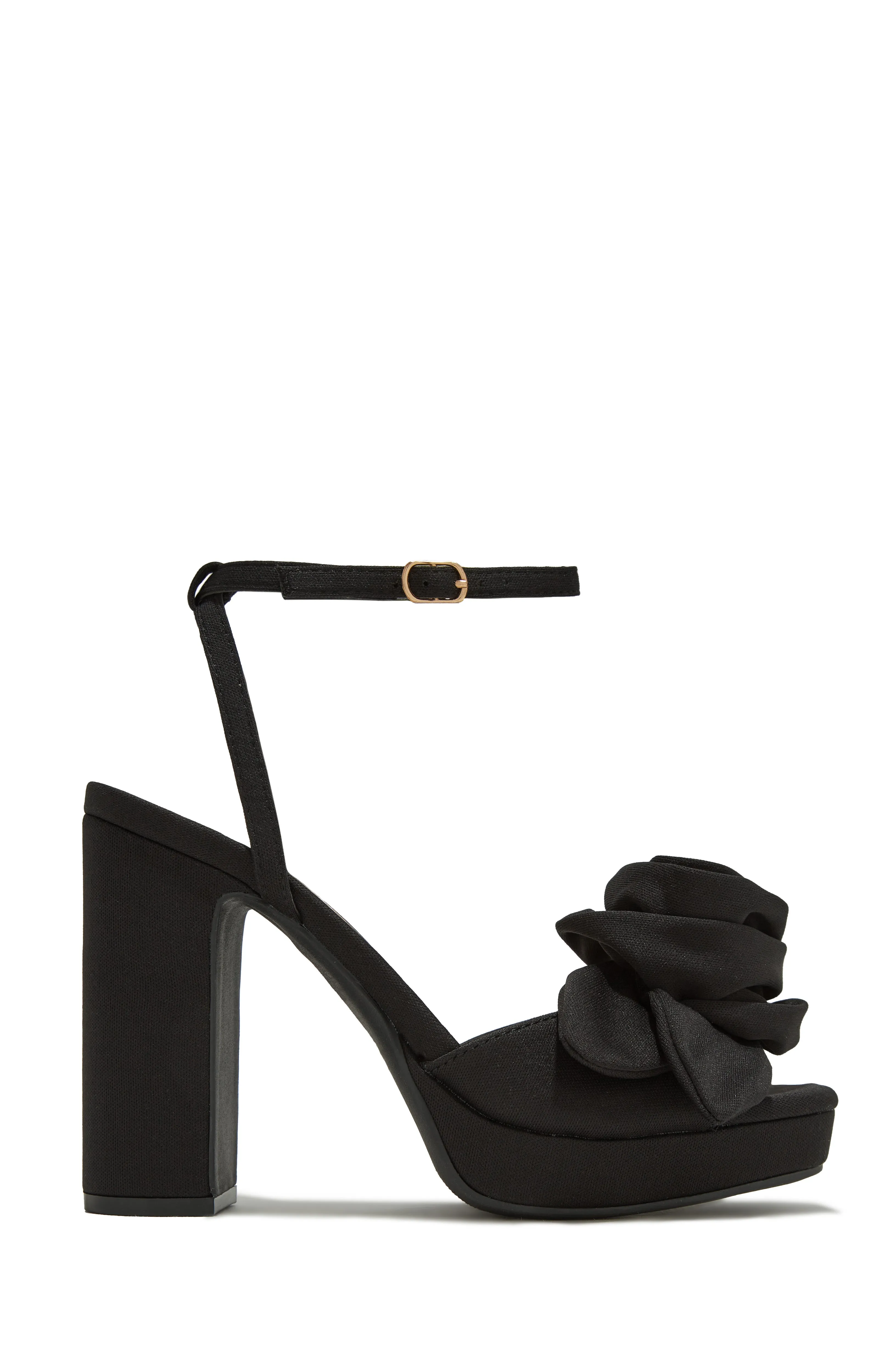 Michelle Platform Block High Heels - Nude