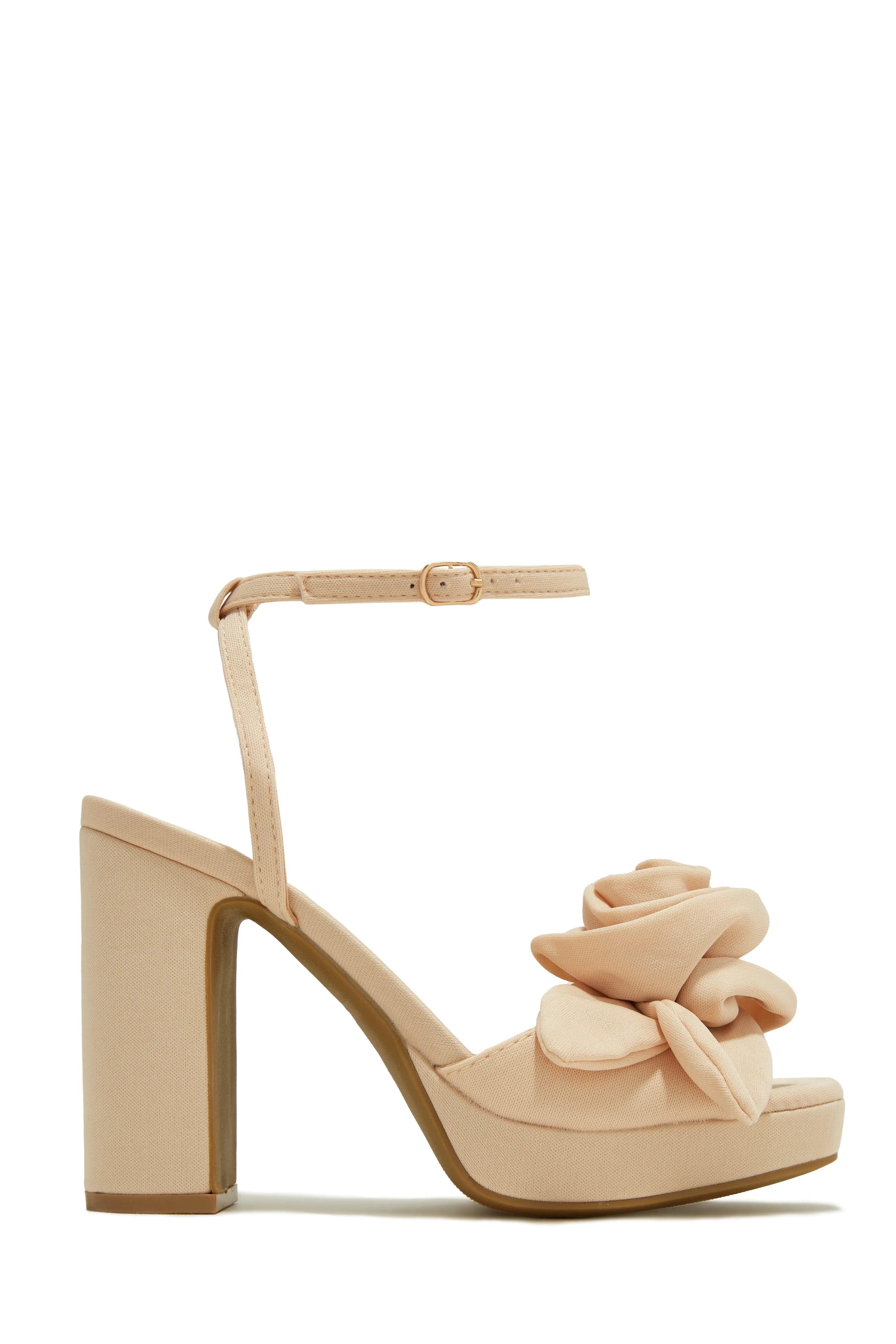 Michelle Platform Block High Heels - Nude