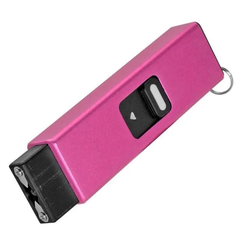 Micro USB Slider Mini Keychain STUN GUN w/ LED Rechargeable Pink