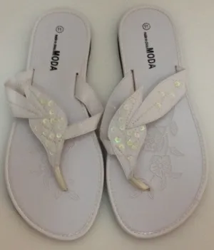 moda white flip flops Case of 24