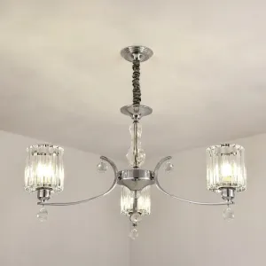 Modern 3-Light Chrome Chandelier with Clear Crystal Shade