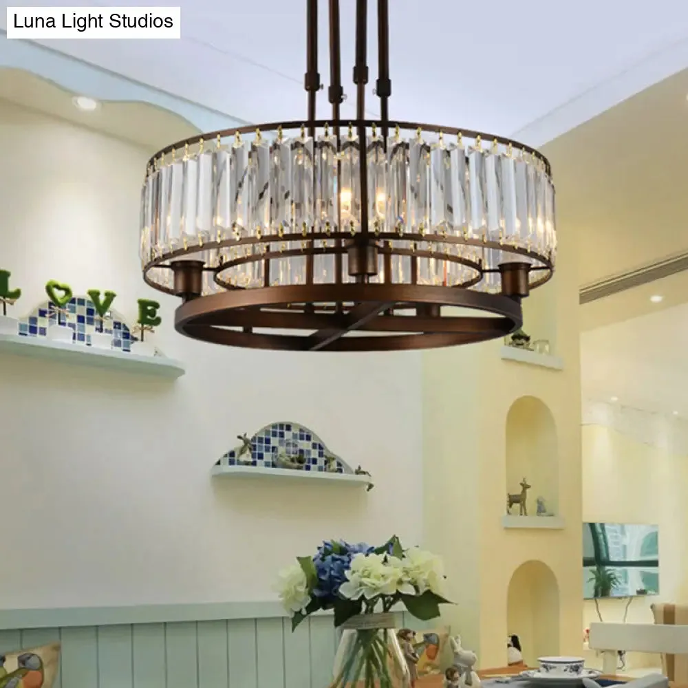 Modern Black Bedroom Chandelier - 5/8 Bulbs, Circular Crystal Shade