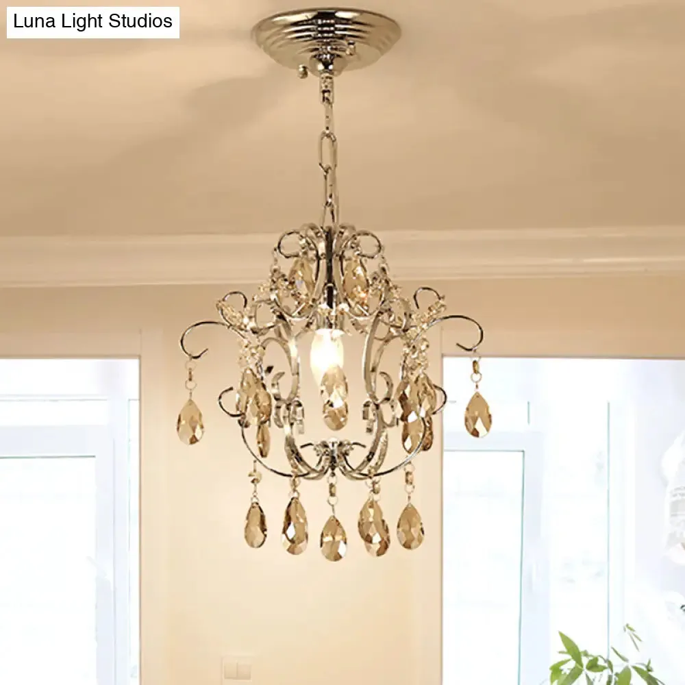 Modern Crystal Geometric Pendant Light with Adjustabl 16" Chain - Chrome Finish