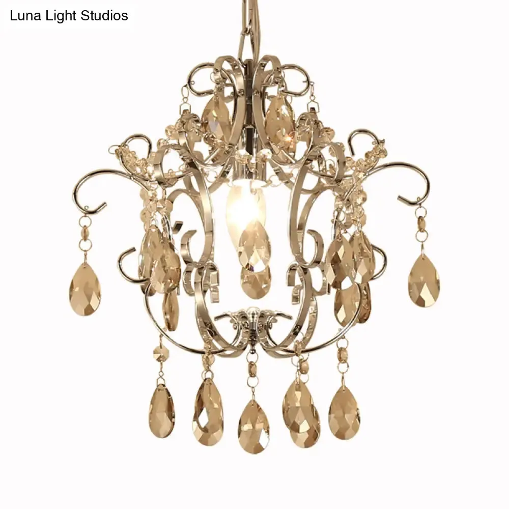Modern Crystal Geometric Pendant Light with Adjustabl 16" Chain - Chrome Finish