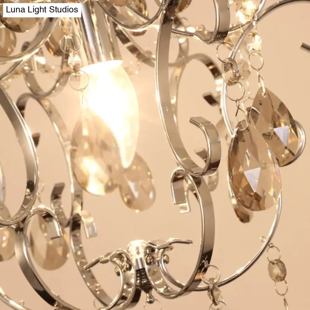 Modern Crystal Geometric Pendant Light with Adjustabl 16" Chain - Chrome Finish