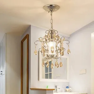 Modern Crystal Geometric Pendant Light with Adjustabl 16" Chain - Chrome Finish
