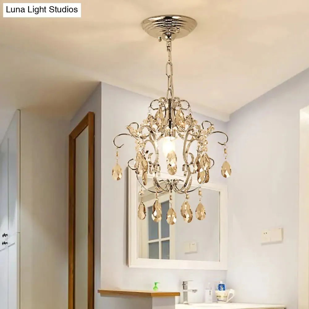 Modern Crystal Geometric Pendant Light with Adjustabl 16" Chain - Chrome Finish
