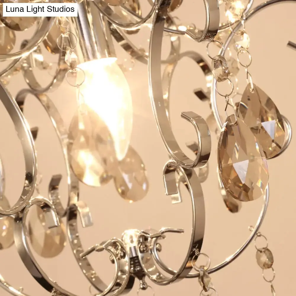 Modern Crystal Geometric Pendant Light with Adjustabl 16" Chain - Chrome Finish