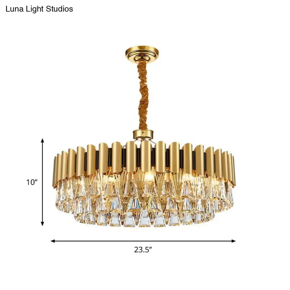 Modernist 4-Tier Crystal Chandelier Lamp - Golden Pendant Lighting Fixture - 8/12 Lights