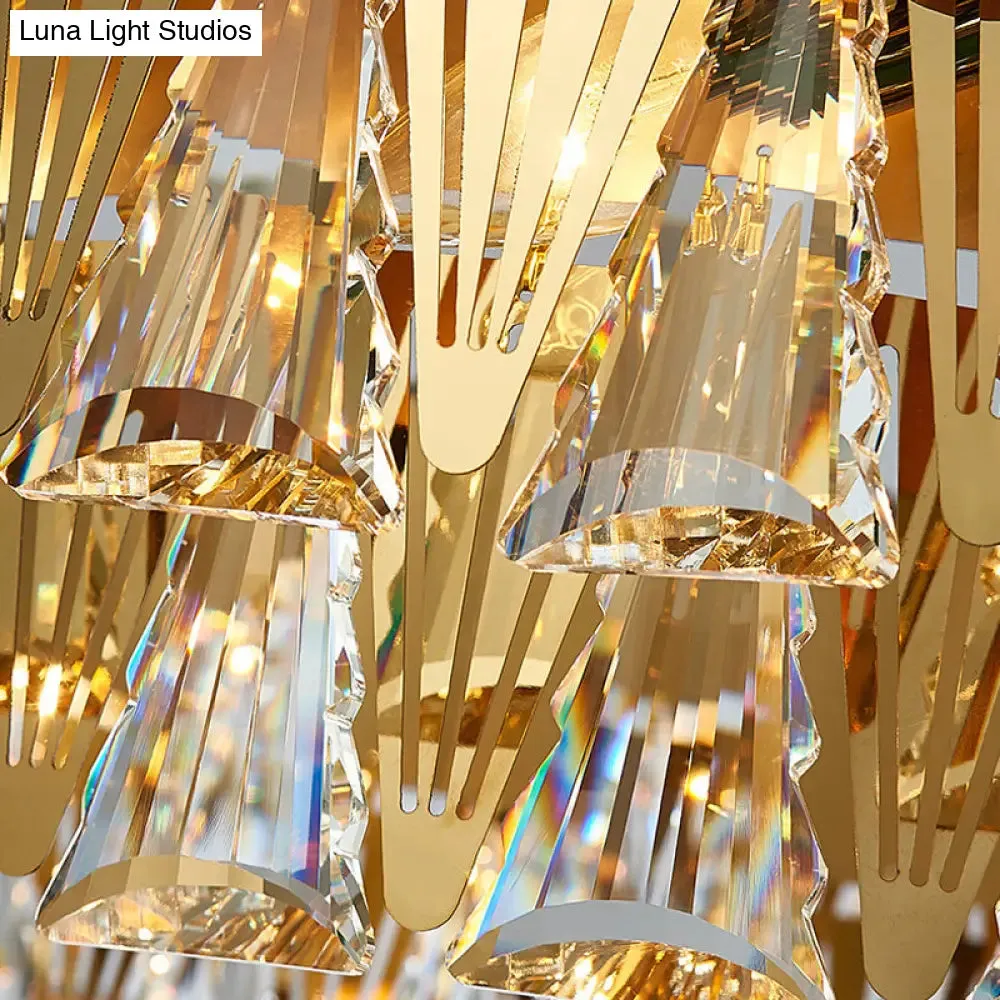 Modernist 4-Tier Crystal Chandelier Lamp - Golden Pendant Lighting Fixture - 8/12 Lights