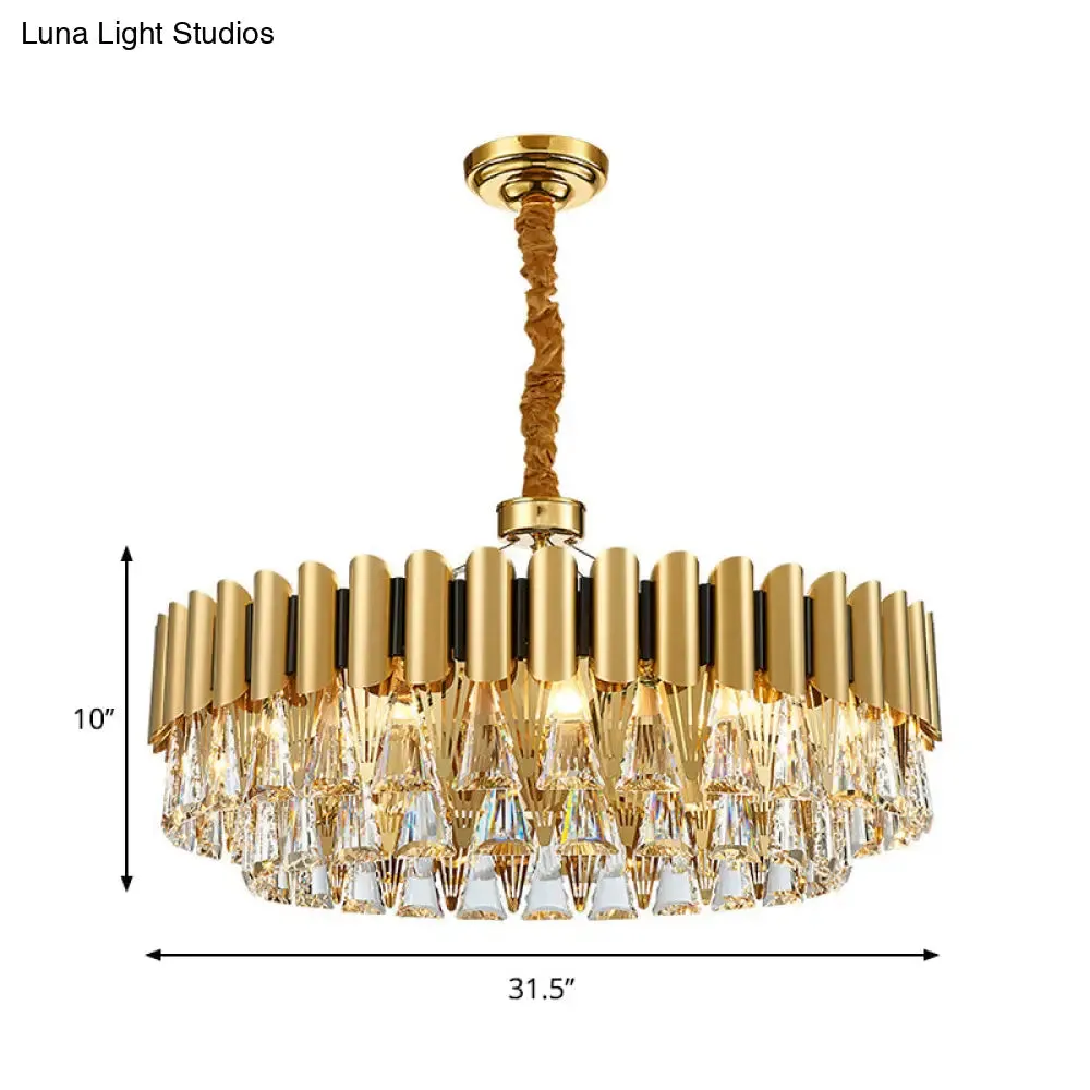 Modernist 4-Tier Crystal Chandelier Lamp - Golden Pendant Lighting Fixture - 8/12 Lights