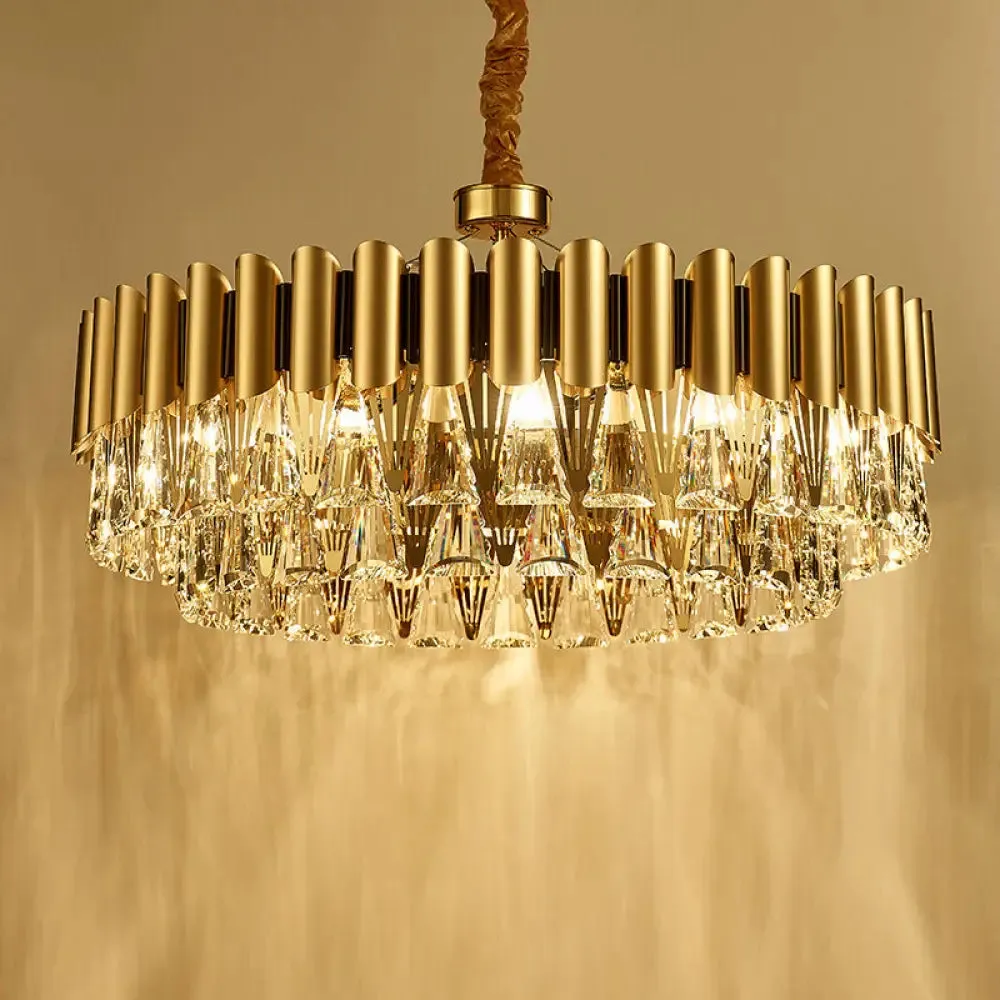 Modernist 4-Tier Crystal Chandelier Lamp - Golden Pendant Lighting Fixture - 8/12 Lights