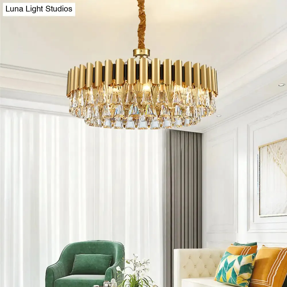 Modernist 4-Tier Crystal Chandelier Lamp - Golden Pendant Lighting Fixture - 8/12 Lights