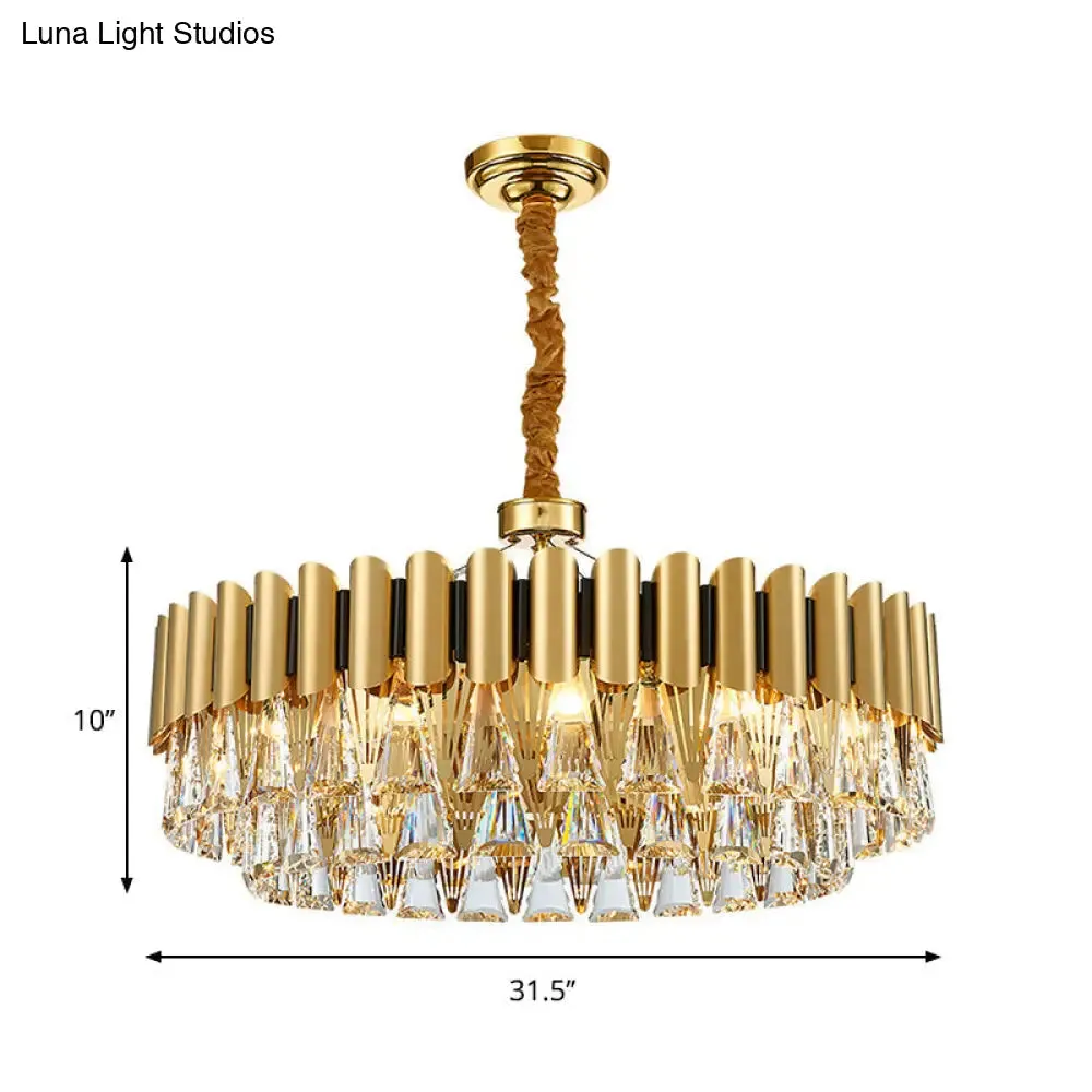 Modernist 4-Tier Crystal Chandelier Lamp - Golden Pendant Lighting Fixture - 8/12 Lights