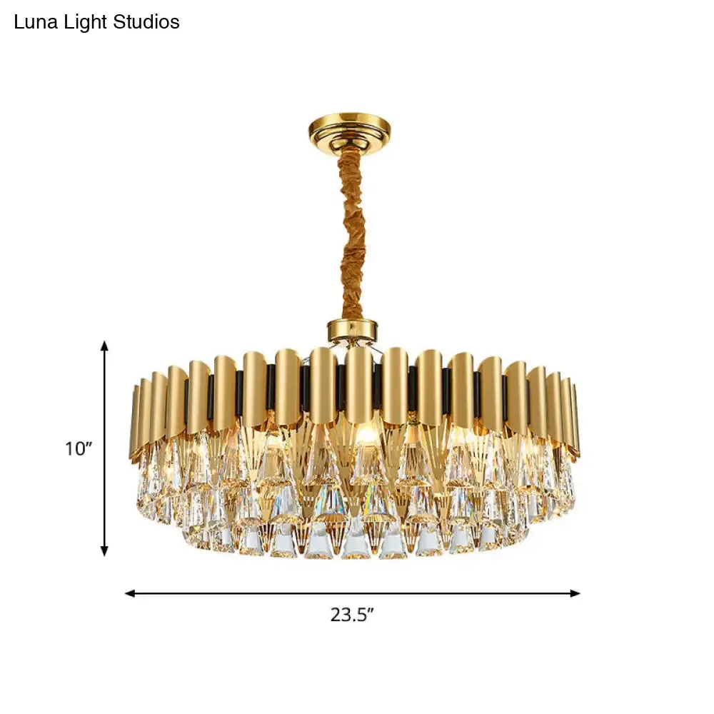 Modernist 4-Tier Crystal Chandelier Lamp - Golden Pendant Lighting Fixture - 8/12 Lights