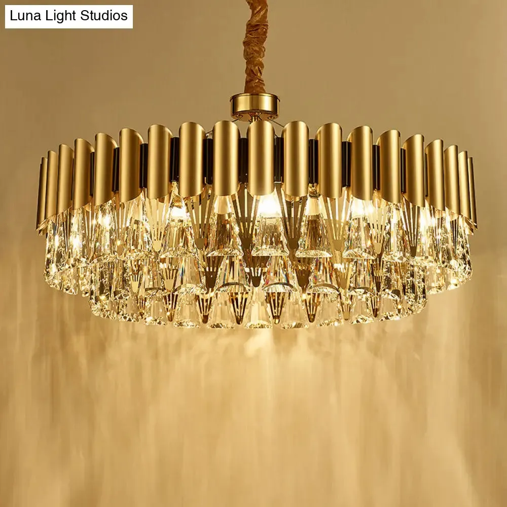 Modernist 4-Tier Crystal Chandelier Lamp - Golden Pendant Lighting Fixture - 8/12 Lights