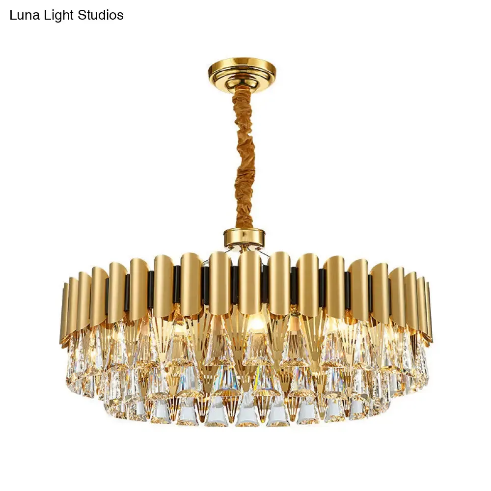 Modernist 4-Tier Crystal Chandelier Lamp - Golden Pendant Lighting Fixture - 8/12 Lights