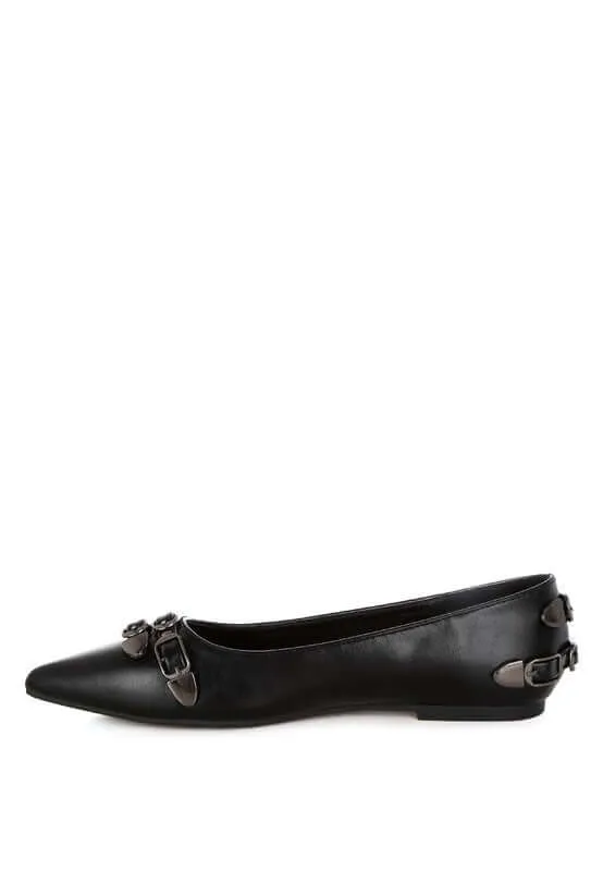Monica Buckle Detail Ballerinas in Black, Beige, Red or White