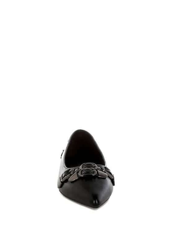 Monica Buckle Detail Ballerinas in Black, Beige, Red or White