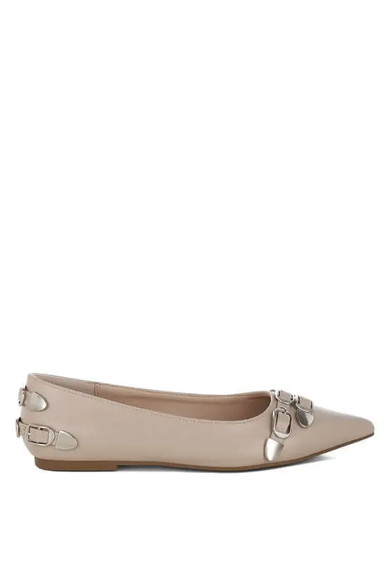 Monica Buckle Detail Ballerinas in Black, Beige, Red or White