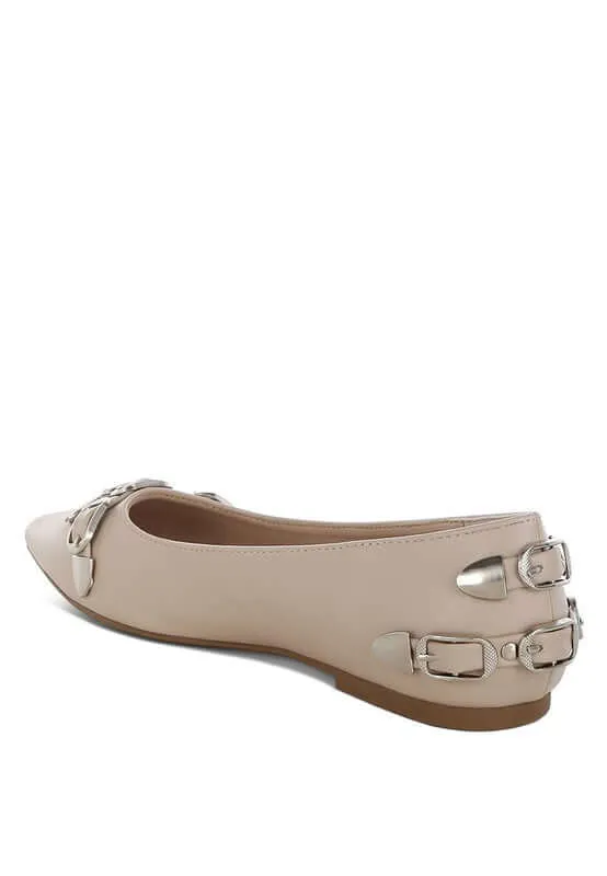 Monica Buckle Detail Ballerinas in Black, Beige, Red or White