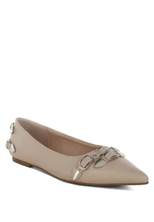 Monica Buckle Detail Ballerinas in Black, Beige, Red or White