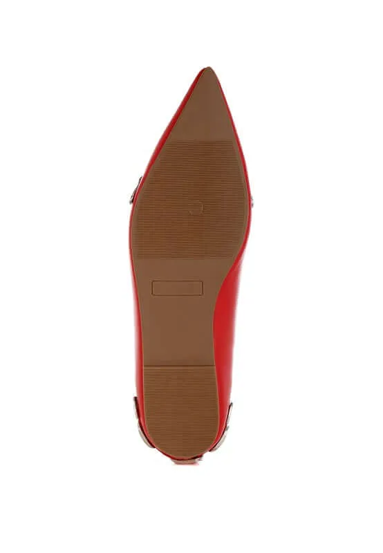Monica Buckle Detail Ballerinas in Black, Beige, Red or White