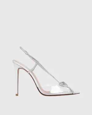Morena Rhinestone Bow Slingback In Silver