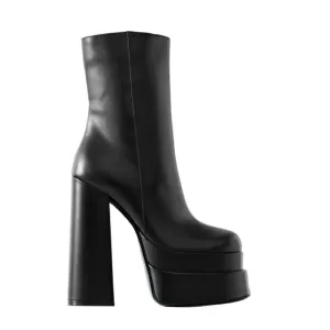 NAJES Block Heel Platform Ankle Boots