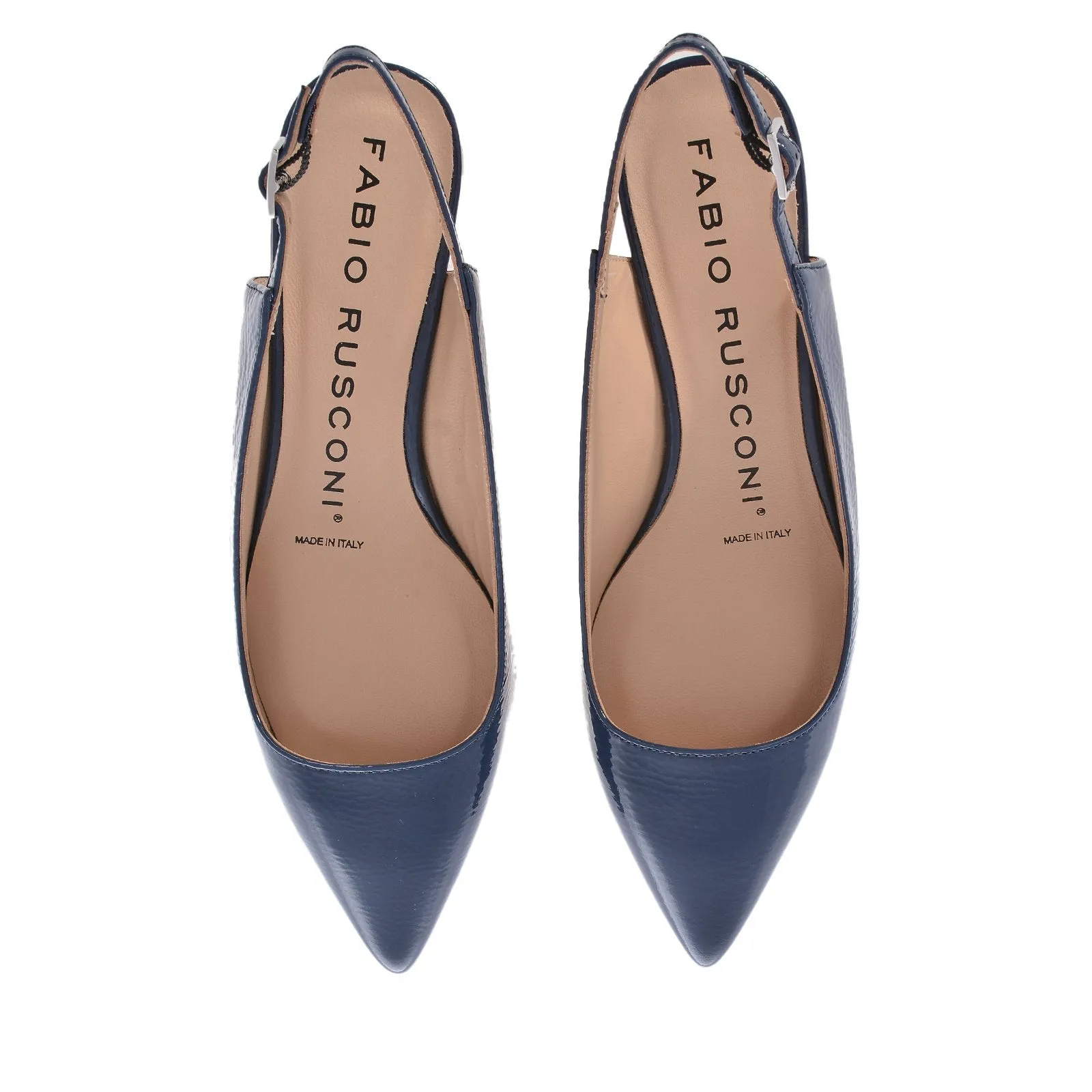 Naplak Leather Slingback Shoes In Navy